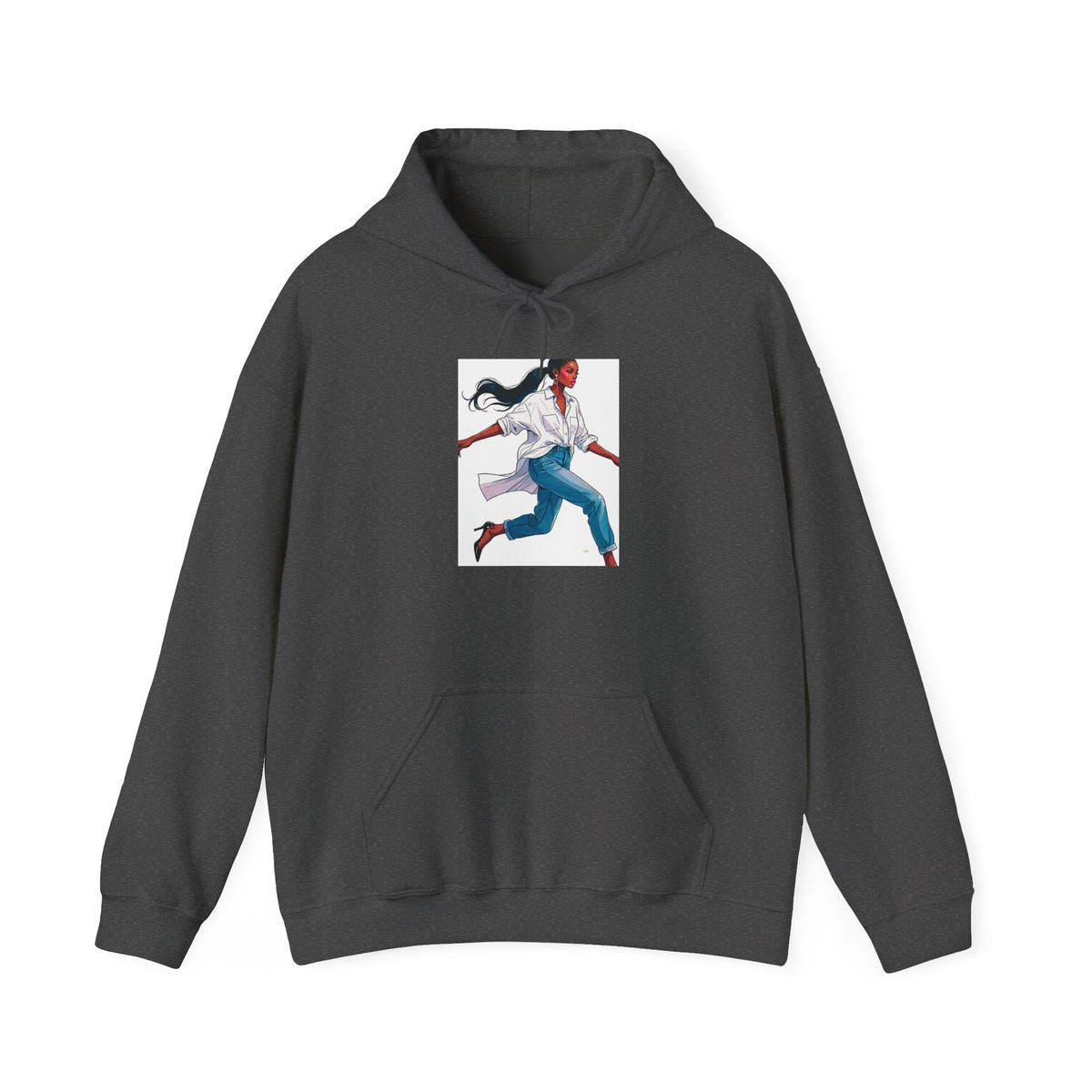 Running Woman Graphic Hoodie — Athletic Illustration Sweatshirt