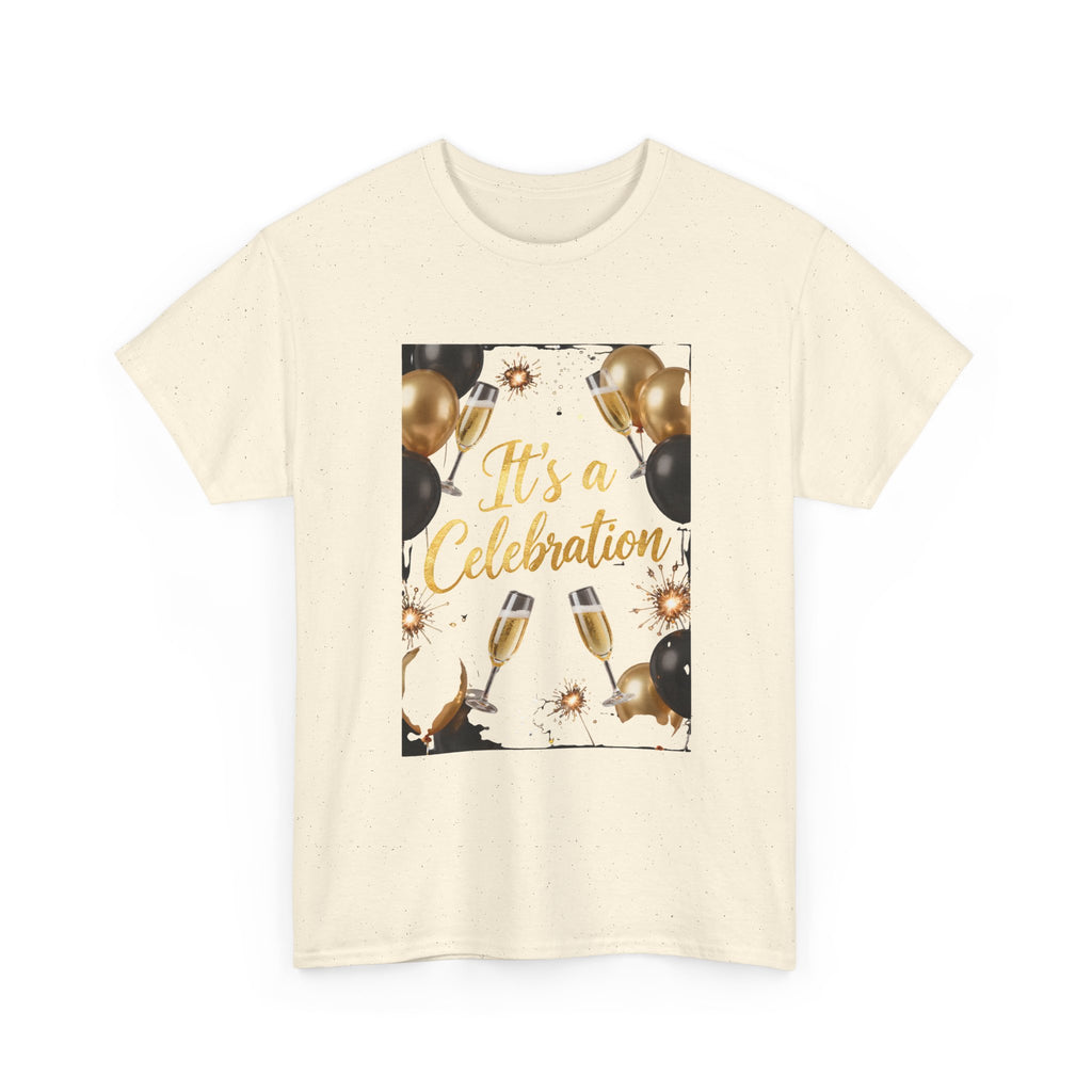 Celebration Party T-Shirt — "It's a Celebration" Gold & Black Balloons