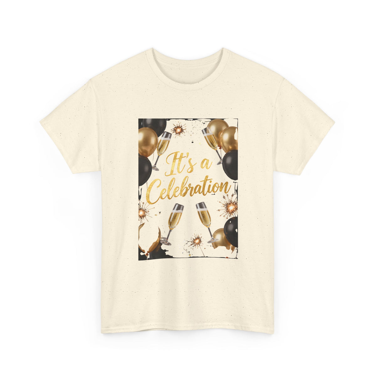 Celebration Party T-Shirt — "It's a Celebration" Gold & Black Balloons