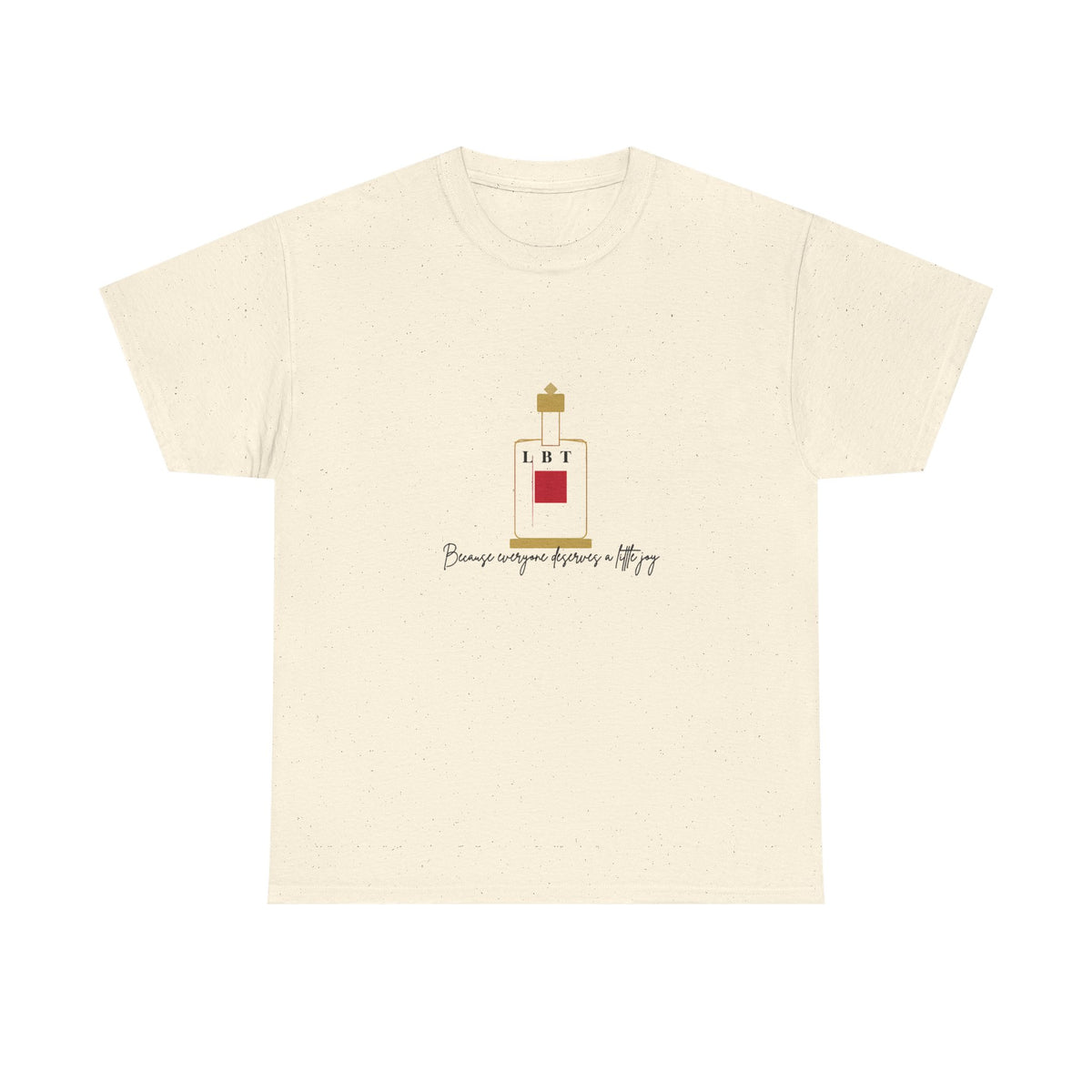 T-Shirt — LBT Perfume Bottle Graphic Tee with "Become someone everyone's #1" Script