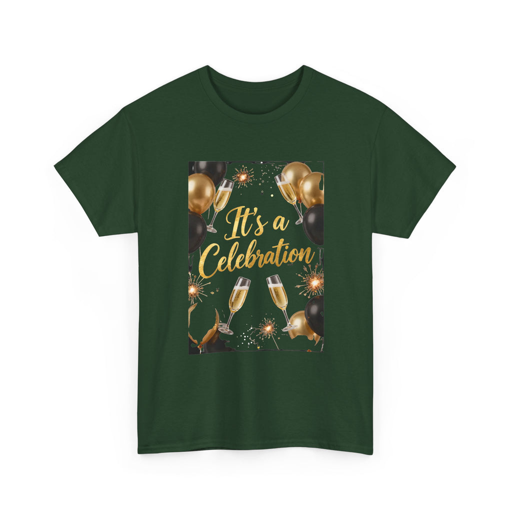 Celebration Party T-Shirt — "It's a Celebration" Gold & Black Balloons