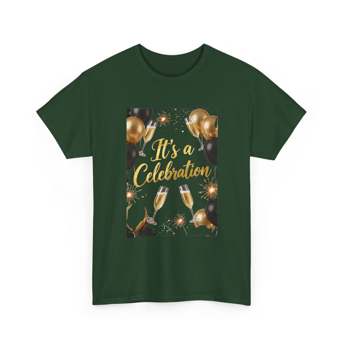 Celebration Party T-Shirt — "It's a Celebration" Gold & Black Balloons