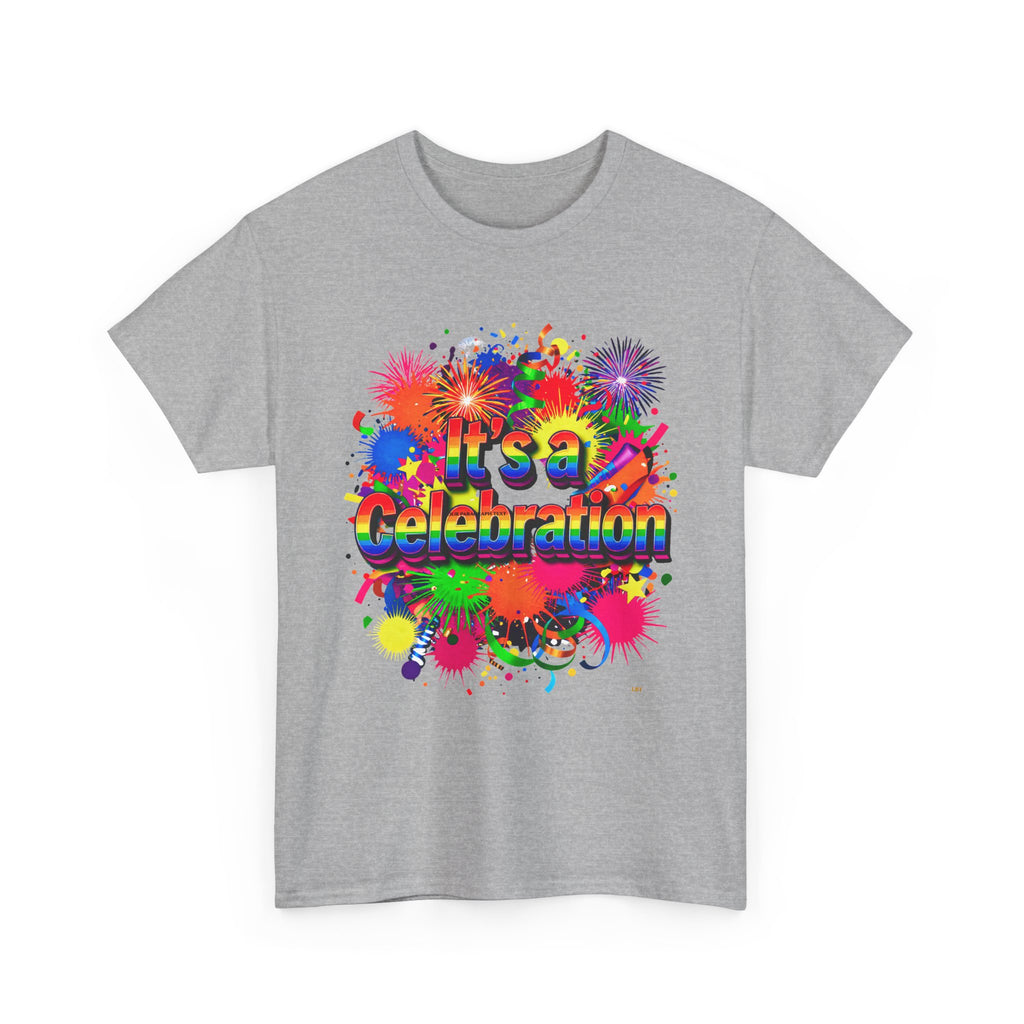 Celebration Paint Splash T-Shirt — "It's a Celebration" Colorful Party Tee