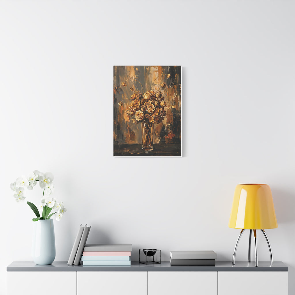 Amber Stillness – Dried Floral Stretched Canvas Wall Art