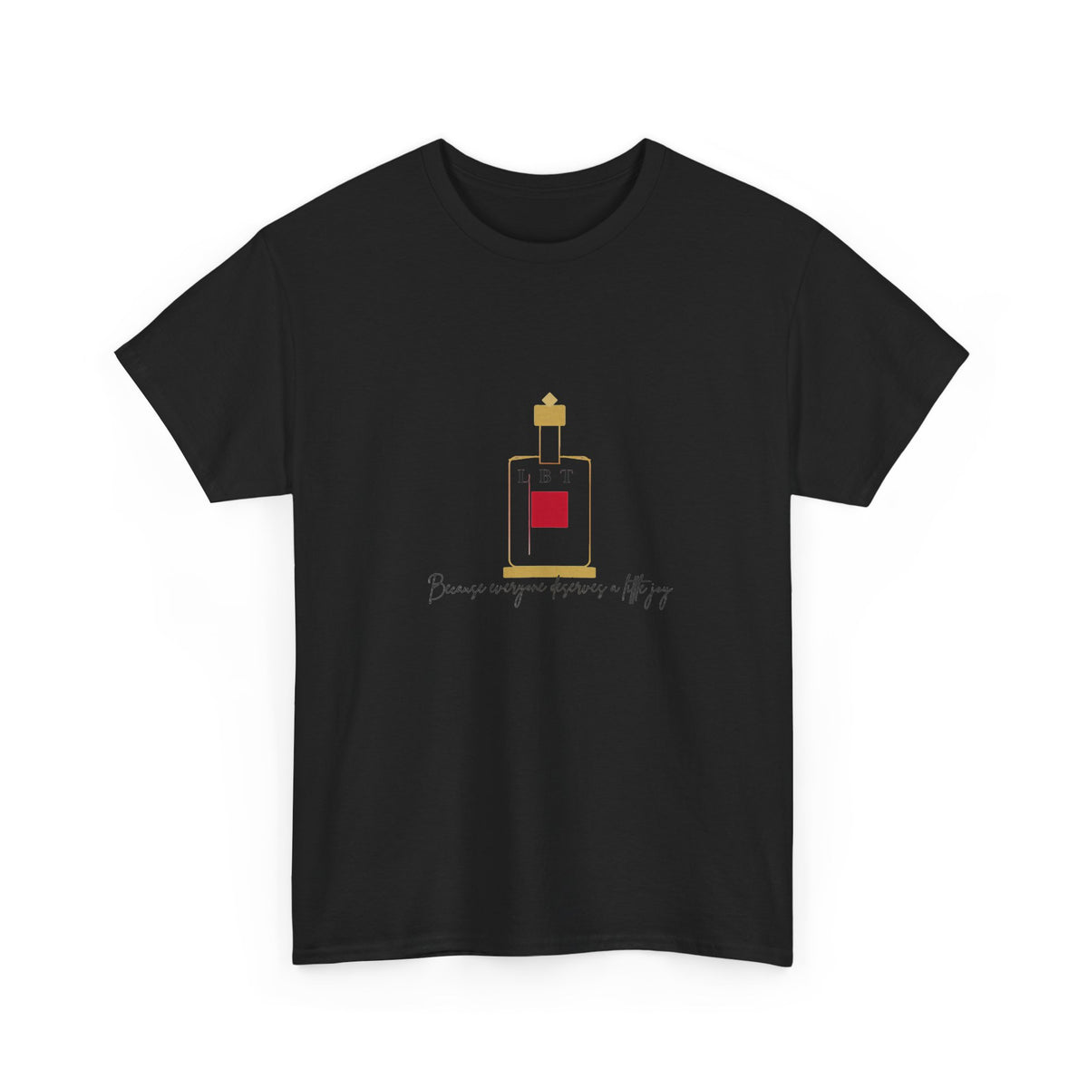 T-Shirt — LBT Perfume Bottle Graphic Tee with "Become someone everyone's #1" Script
