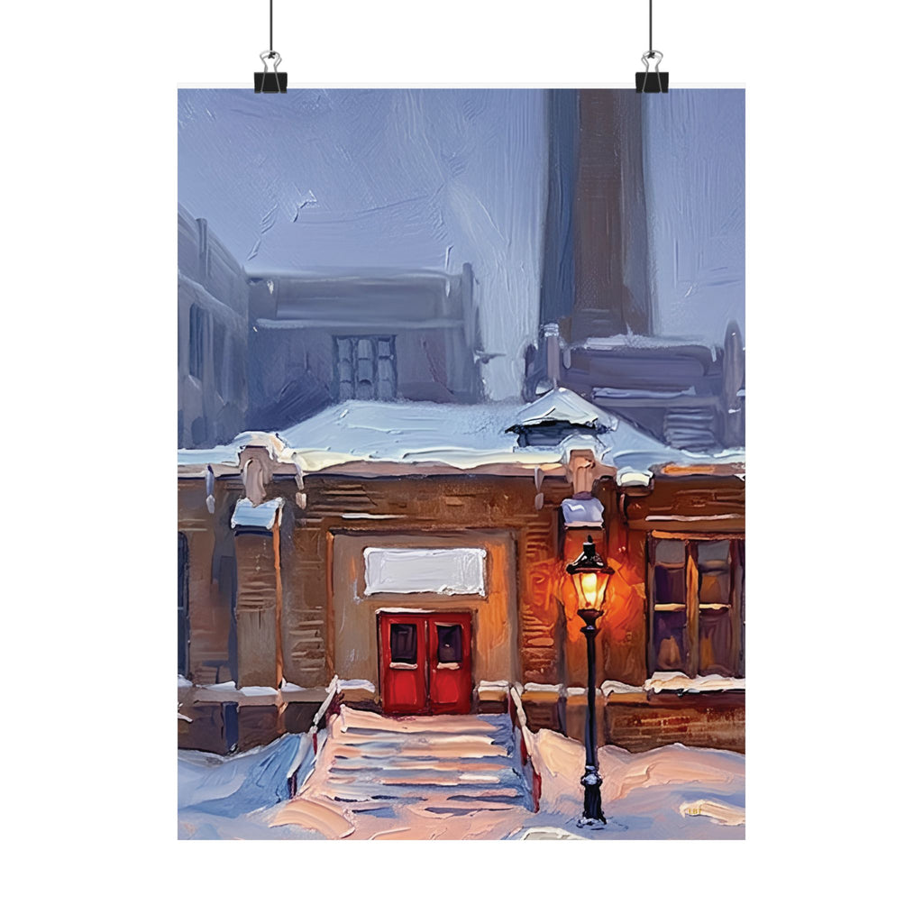Winter Welcome – Red Door Architectural Wall Art Poster