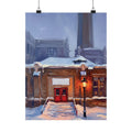Winter Welcome – Red Door Architectural Wall Art Poster