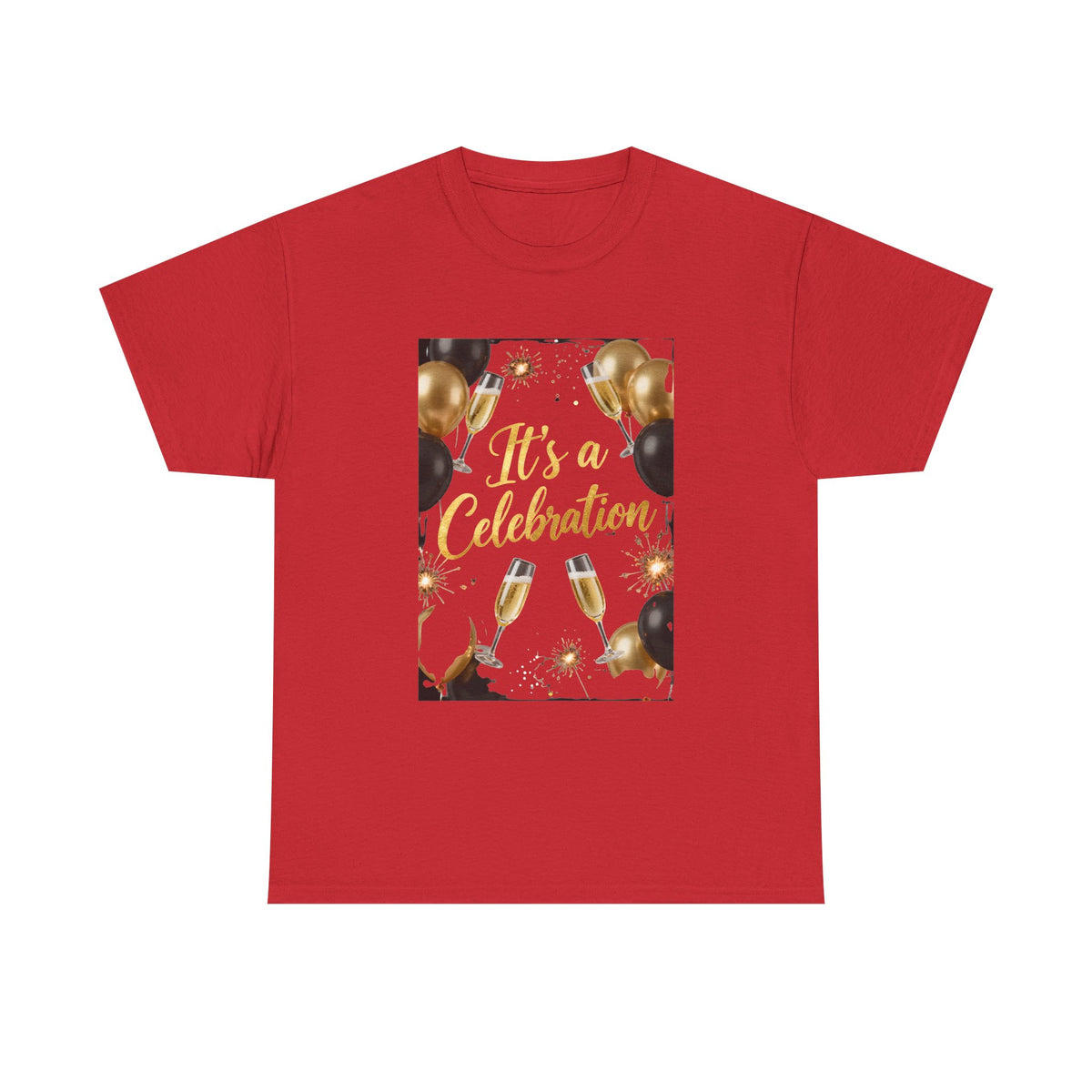 Celebration Party T-Shirt — "It's a Celebration" Gold & Black Balloons