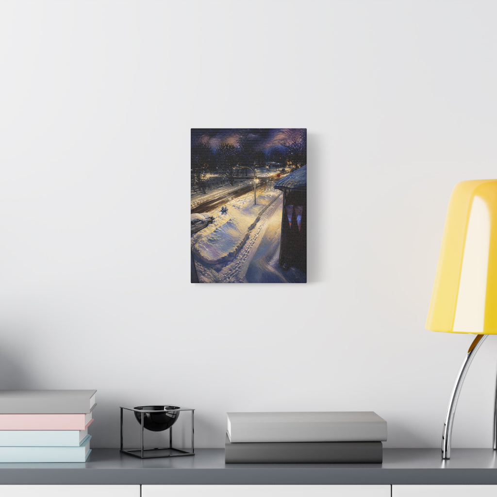 Twilight Across the Way – Urban Landscape Stretched Canvas Wall Art