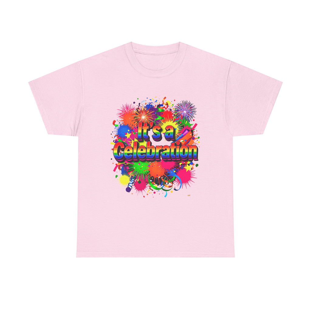 Celebration Paint Splash T-Shirt — "It's a Celebration" Colorful Party Tee
