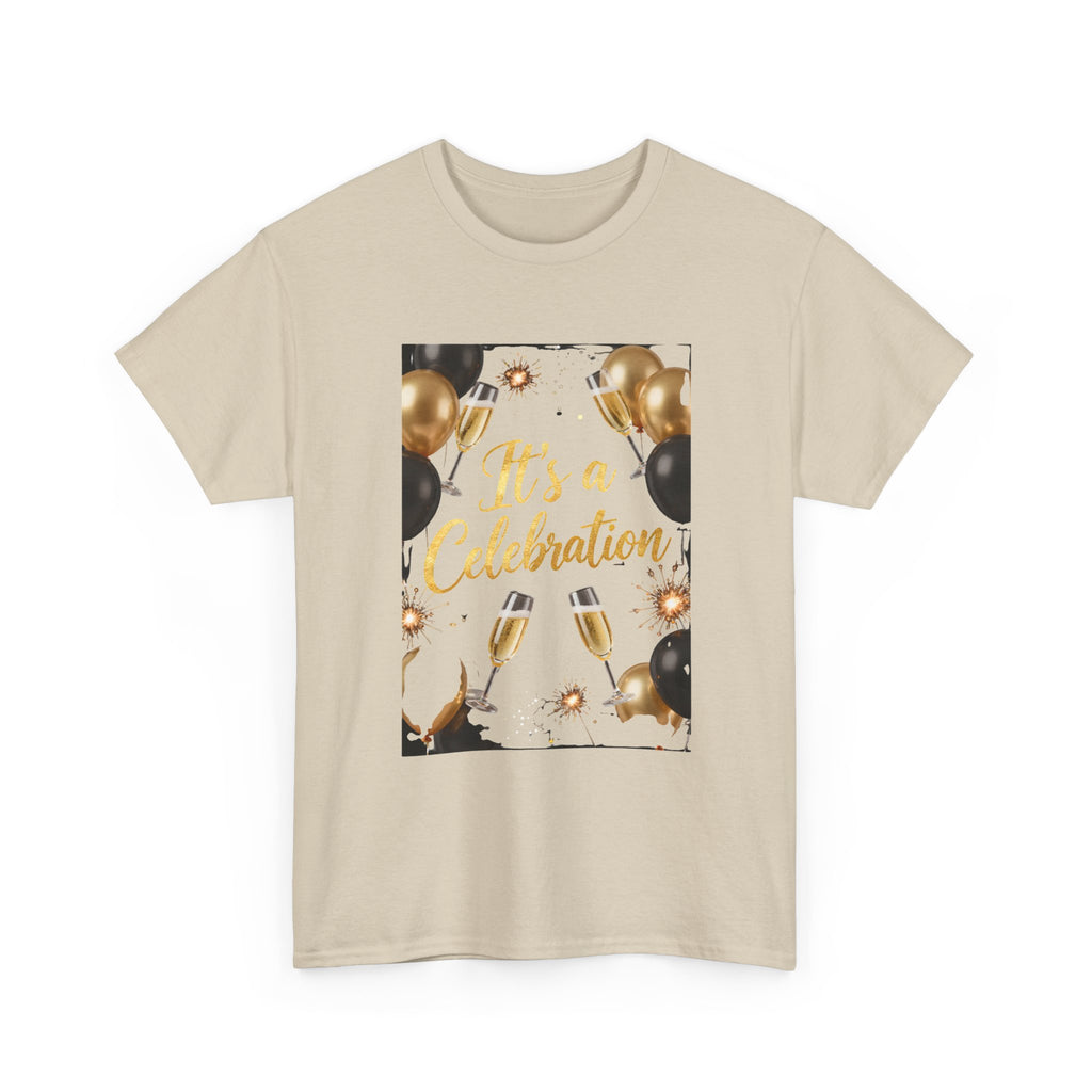 Celebration Party T-Shirt — "It's a Celebration" Gold & Black Balloons