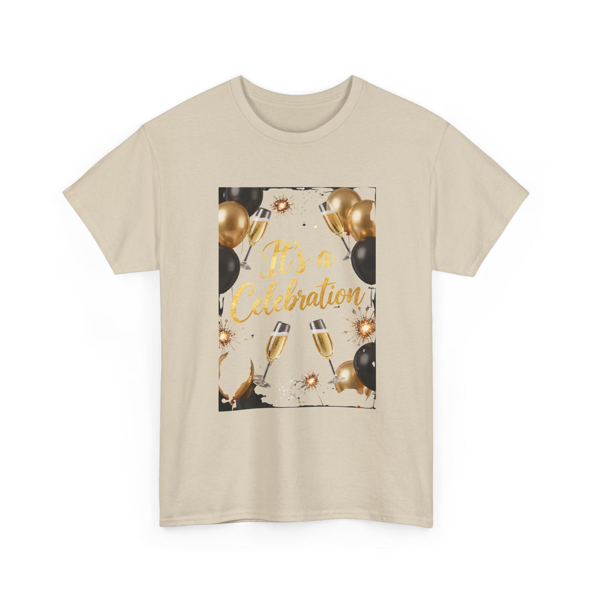 Celebration Party T-Shirt — "It's a Celebration" Gold & Black Balloons