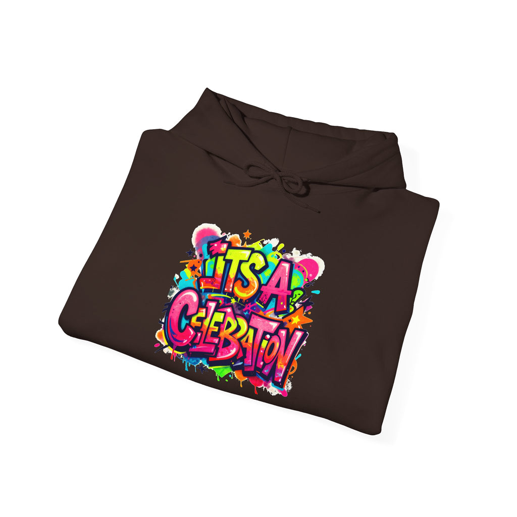 Hoodie – "It's a Celebration" Colorful Graffiti Party Graphic Hoodie