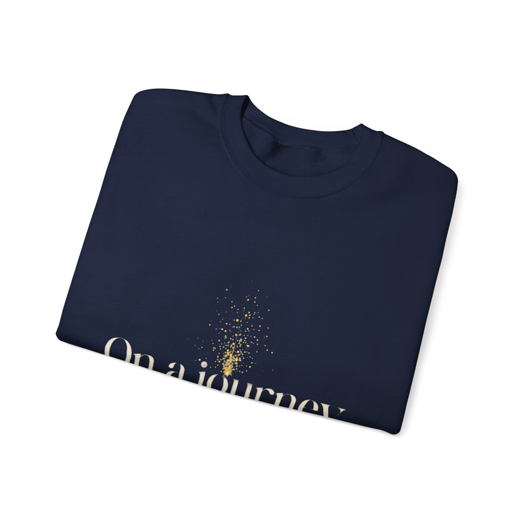 Crewneck Sweatshirt — 'On a Journey' Minimalist Gold Script Design