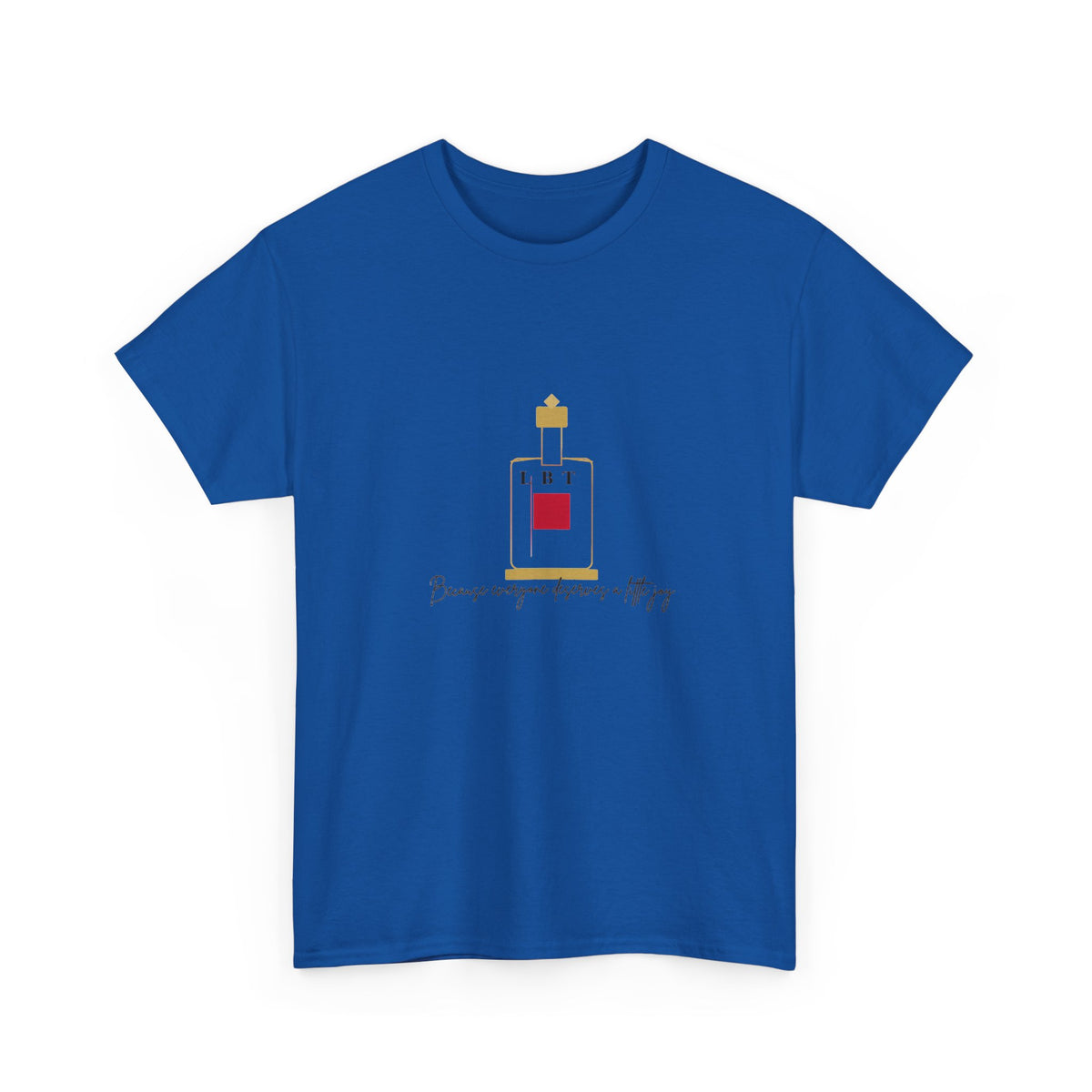 T-Shirt — LBT Perfume Bottle Graphic Tee with "Become someone everyone's #1" Script