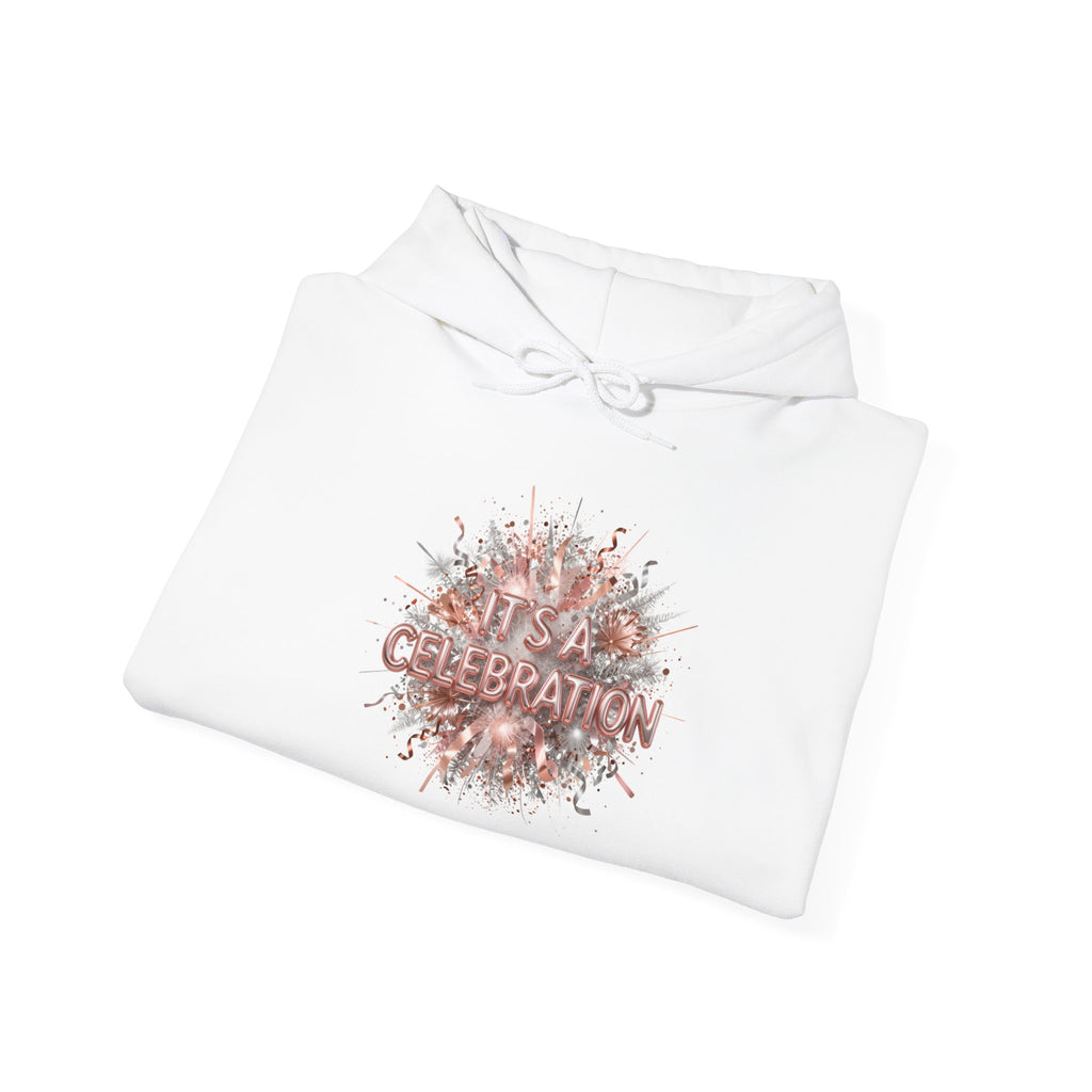 Celebration Floral Hoodie — Rose Gold 'Celebrate' Graphic Pullover
