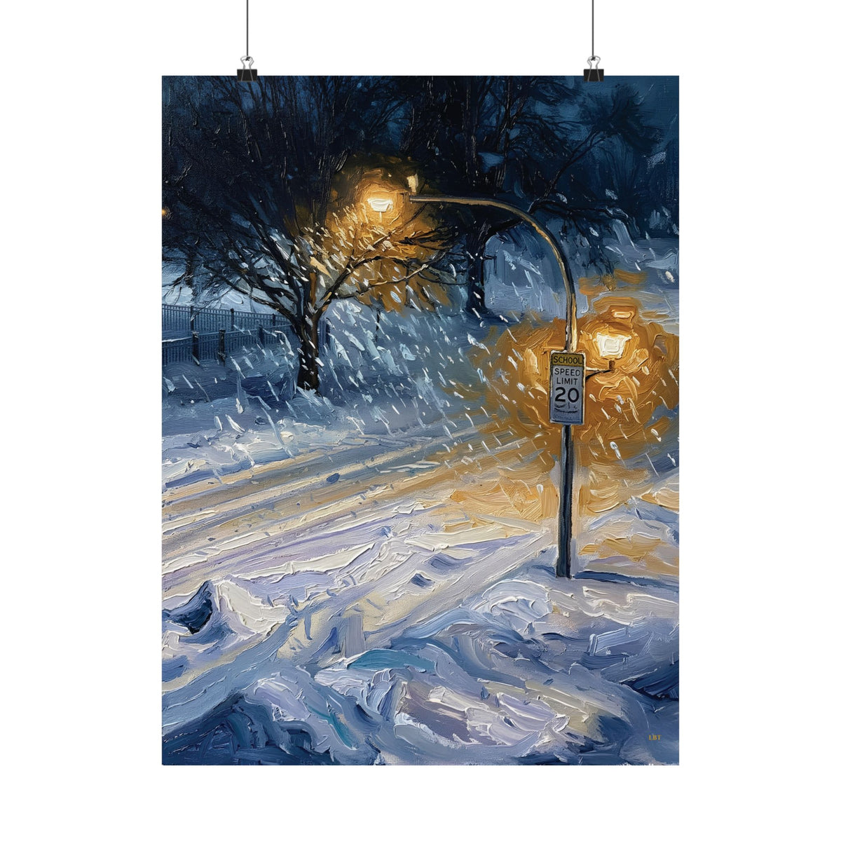 Winter Glow – Snowy Streetlight Wall Art Poster