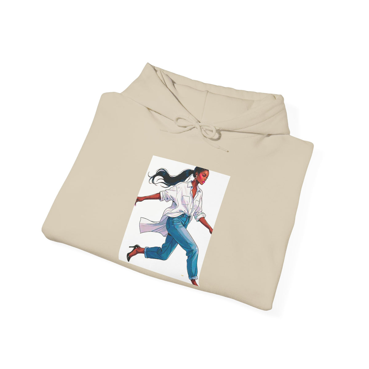 Running Woman Graphic Hoodie — Athletic Illustration Sweatshirt