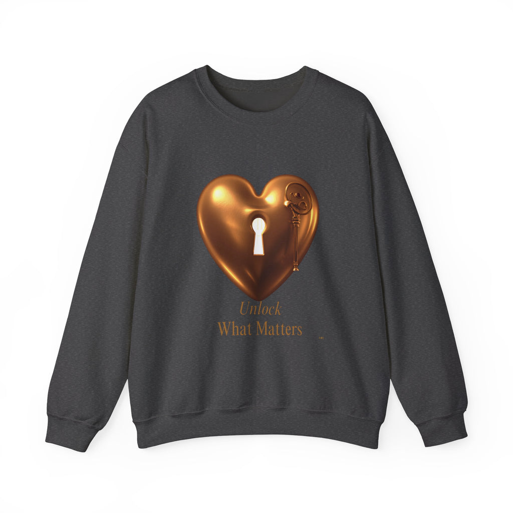 Heart Keyhole Sweatshirt — "Unlock What Matters" Cozy Crewneck