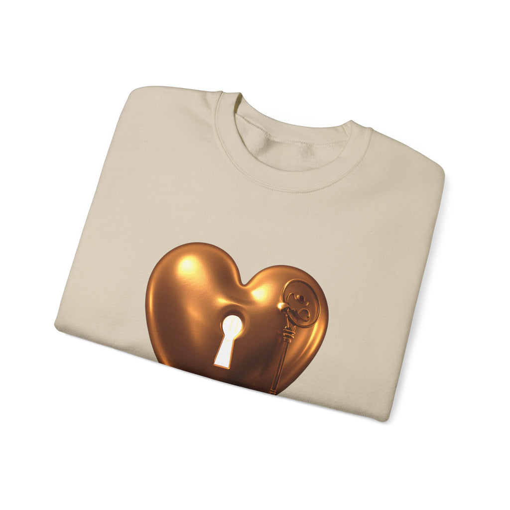 Heart Keyhole Sweatshirt — "Unlock What Matters" Cozy Crewneck