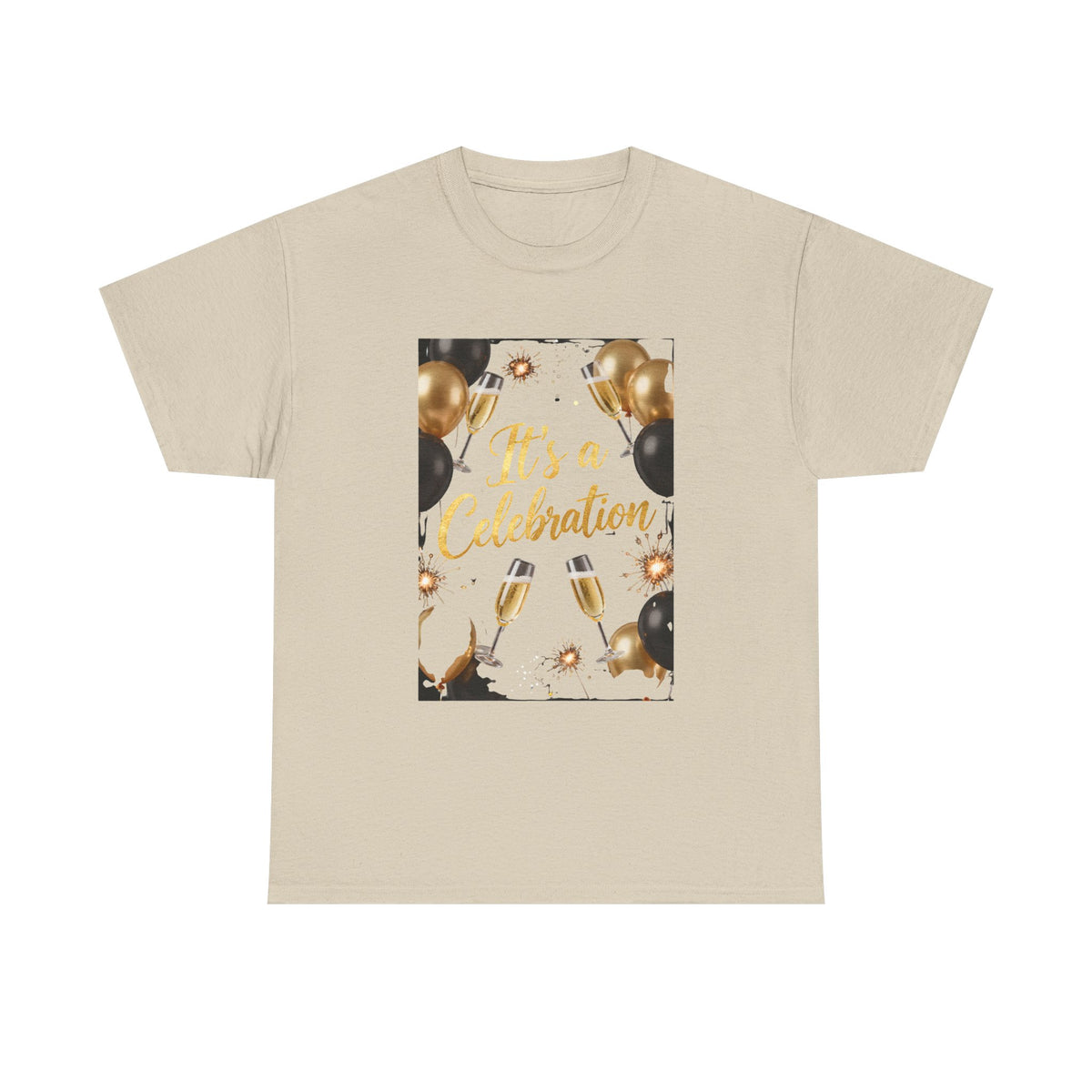 Celebration Party T-Shirt — "It's a Celebration" Gold & Black Balloons