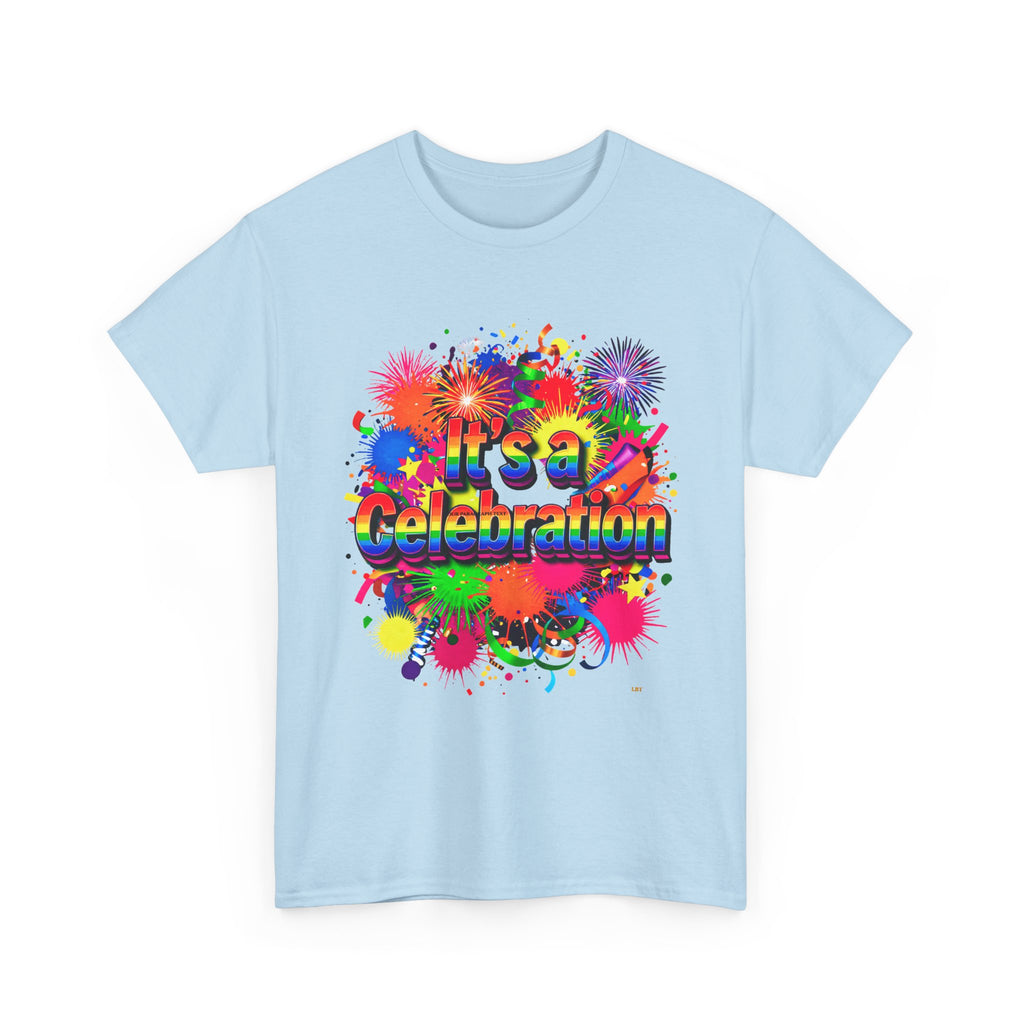 Celebration Paint Splash T-Shirt — "It's a Celebration" Colorful Party Tee