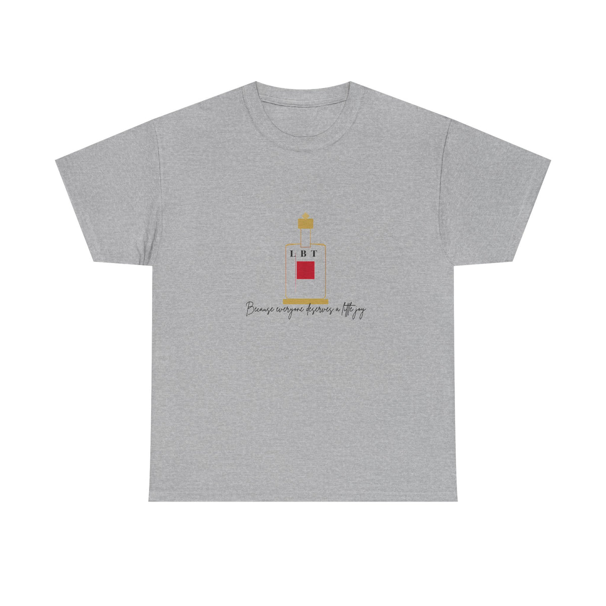T-Shirt — LBT Perfume Bottle Graphic Tee with "Become someone everyone's #1" Script