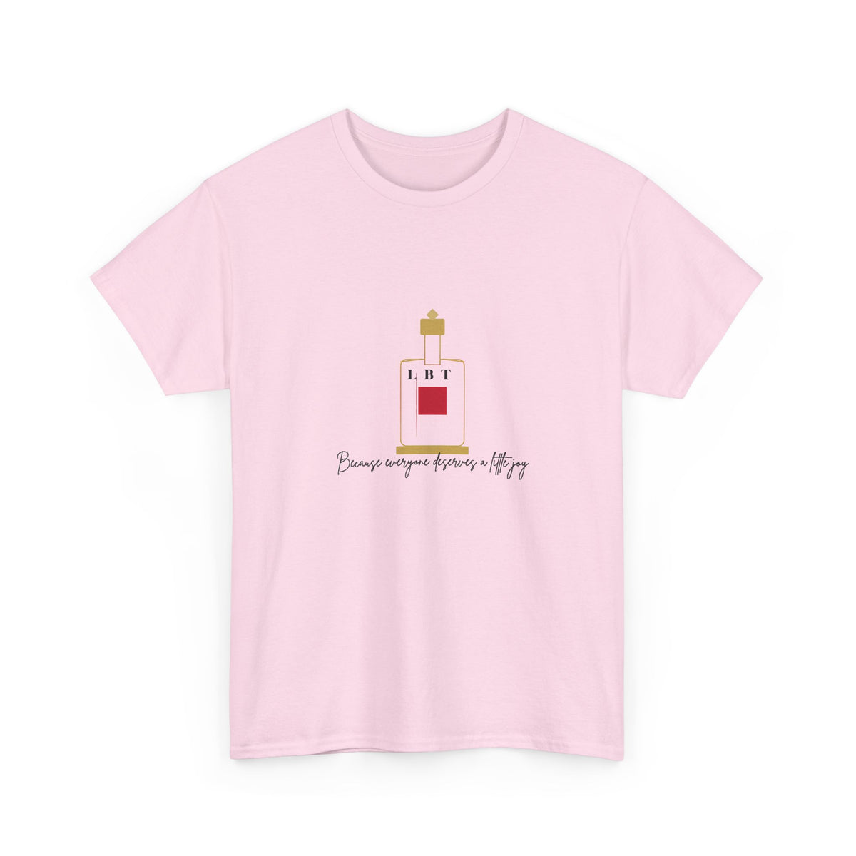 T-Shirt — LBT Perfume Bottle Graphic Tee with "Become someone everyone's #1" Script