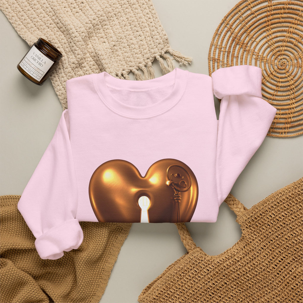 Heart Keyhole Sweatshirt — "Unlock What Matters" Cozy Crewneck