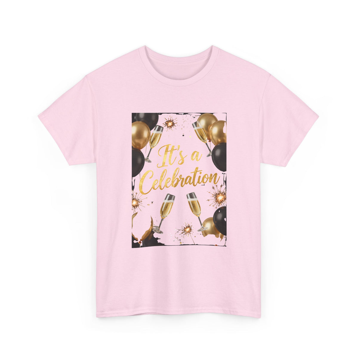 Celebration Party T-Shirt — "It's a Celebration" Gold & Black Balloons
