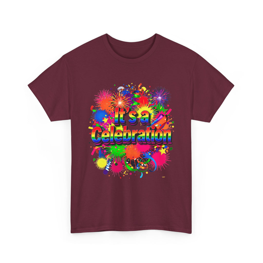 Celebration Paint Splash T-Shirt — "It's a Celebration" Colorful Party Tee