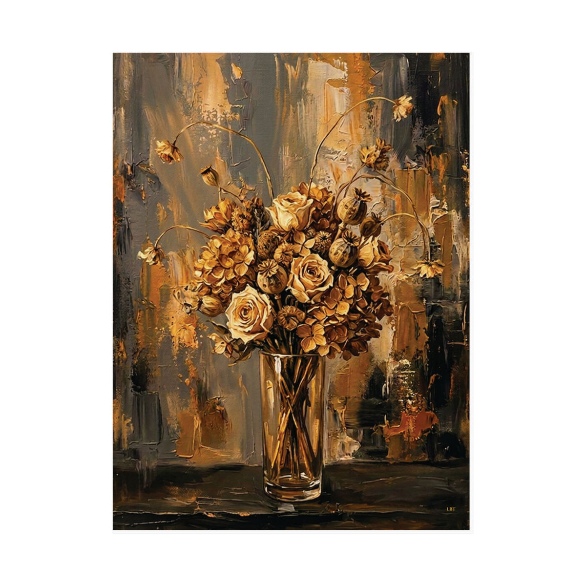 Amber Stillness – Dried Floral Wall Art Poster