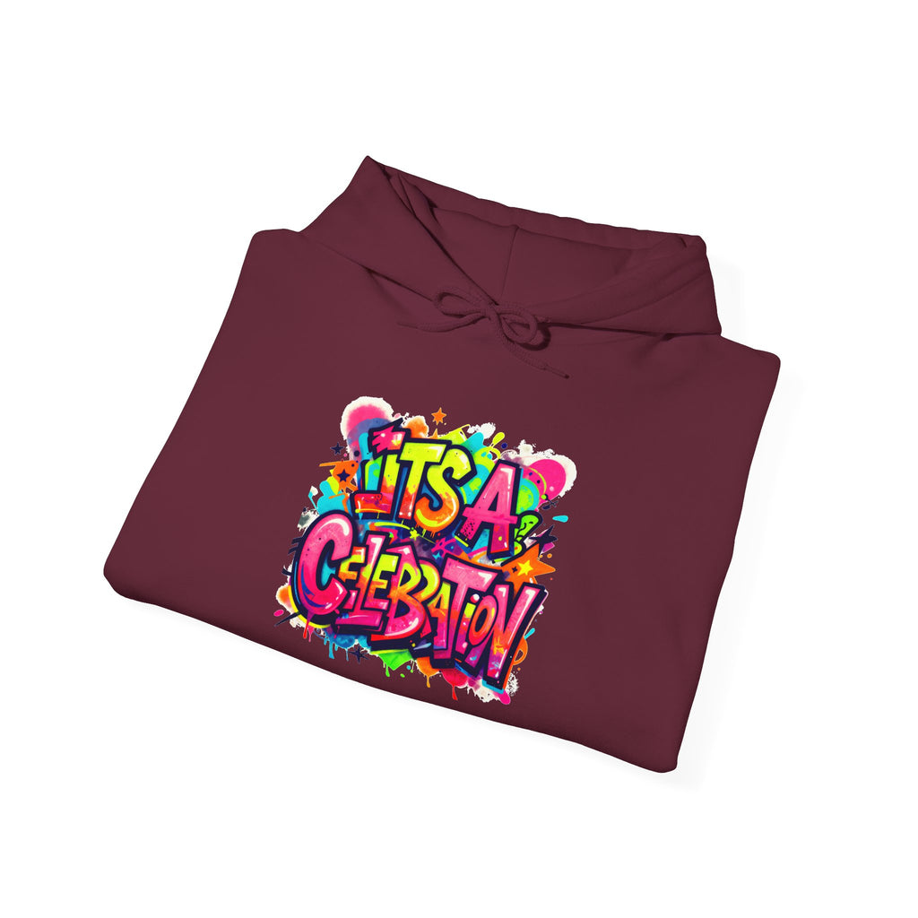 Hoodie – "It's a Celebration" Colorful Graffiti Party Graphic Hoodie