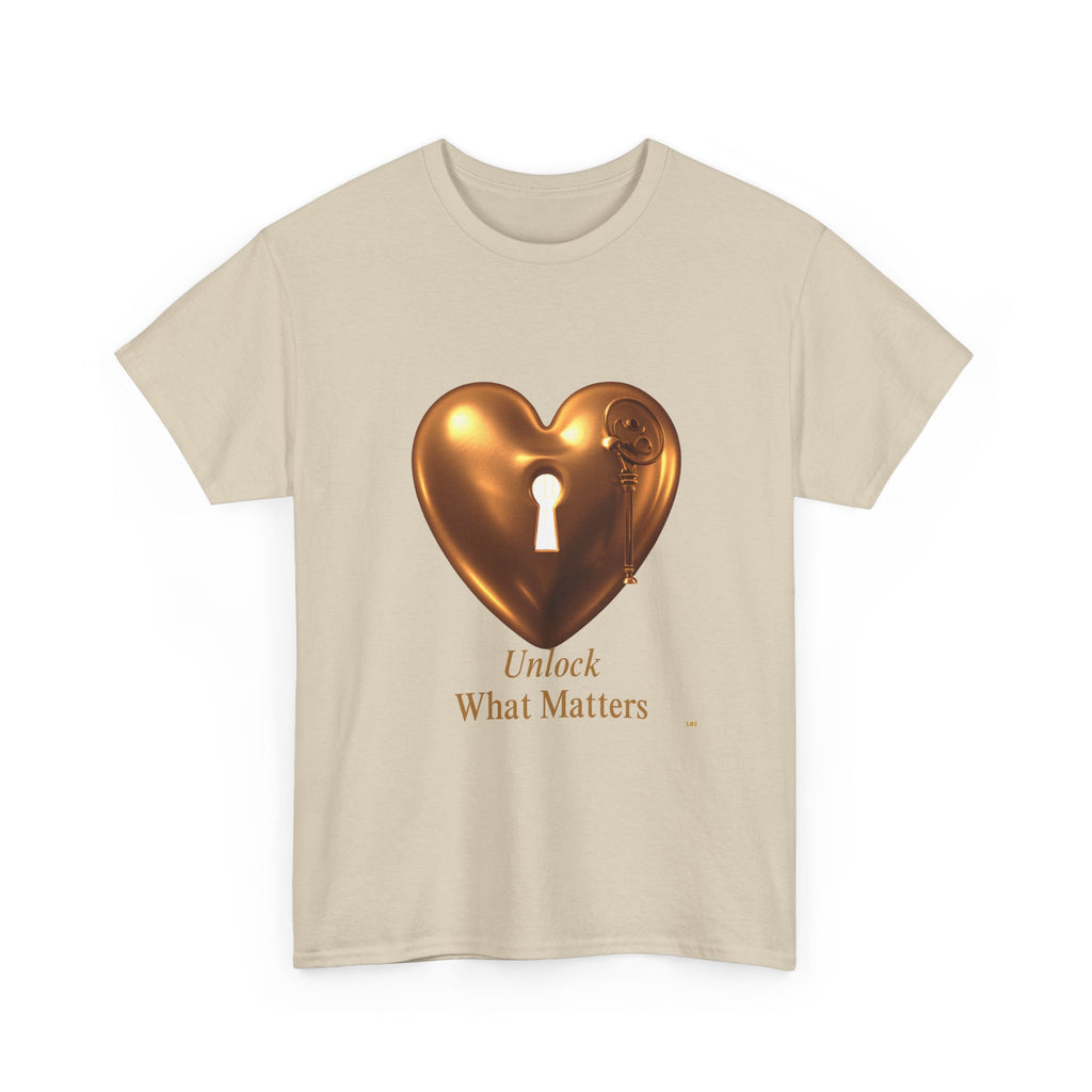 Heart Key T-Shirt — "Unlock What Matters" Inspirational Tee