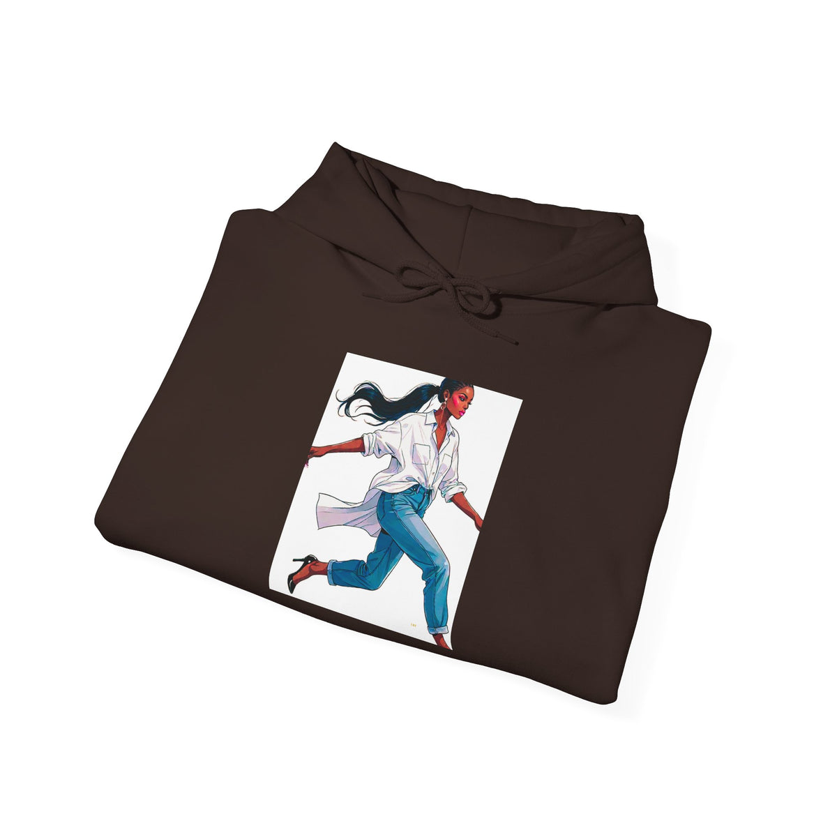 Running Woman Graphic Hoodie — Athletic Illustration Sweatshirt