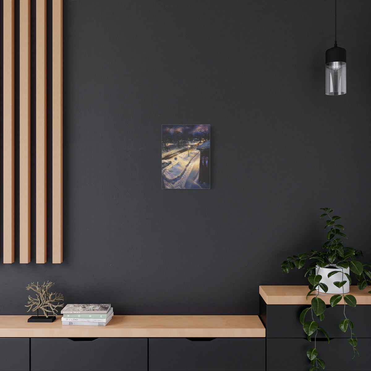 Twilight Across the Way – Urban Landscape Stretched Canvas Wall Art