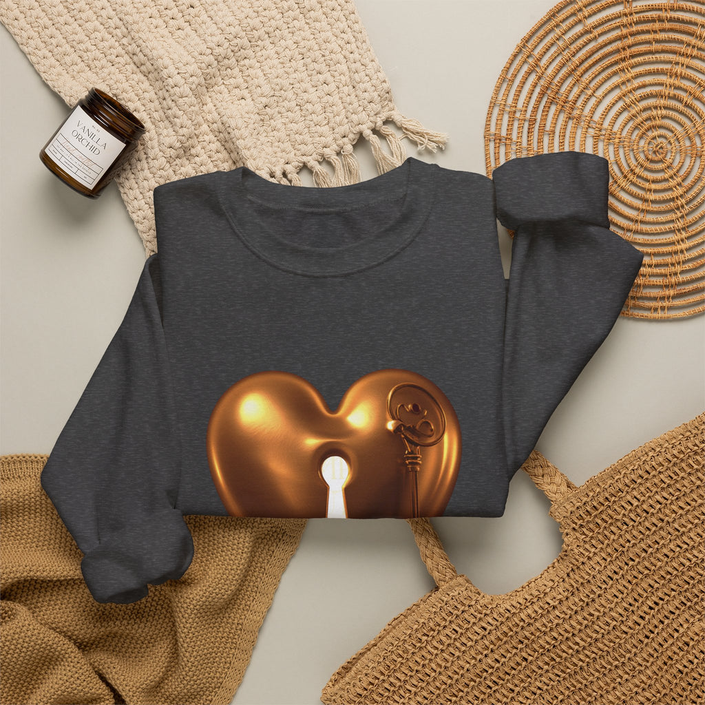 Heart Keyhole Sweatshirt — "Unlock What Matters" Cozy Crewneck