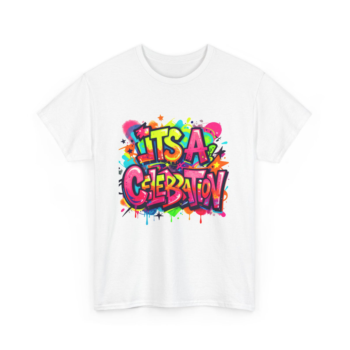 It’s a Celebration – Graffiti Graphic Heavy Cotton T-Shirt