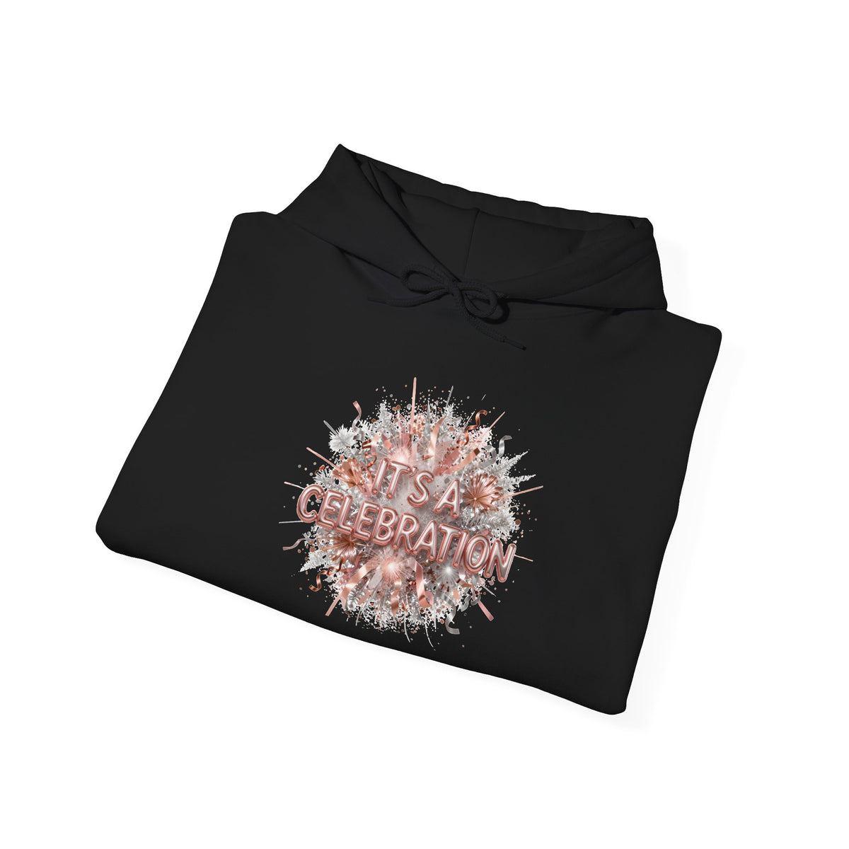 Celebration Floral Hoodie — Rose Gold 'Celebrate' Graphic Pullover