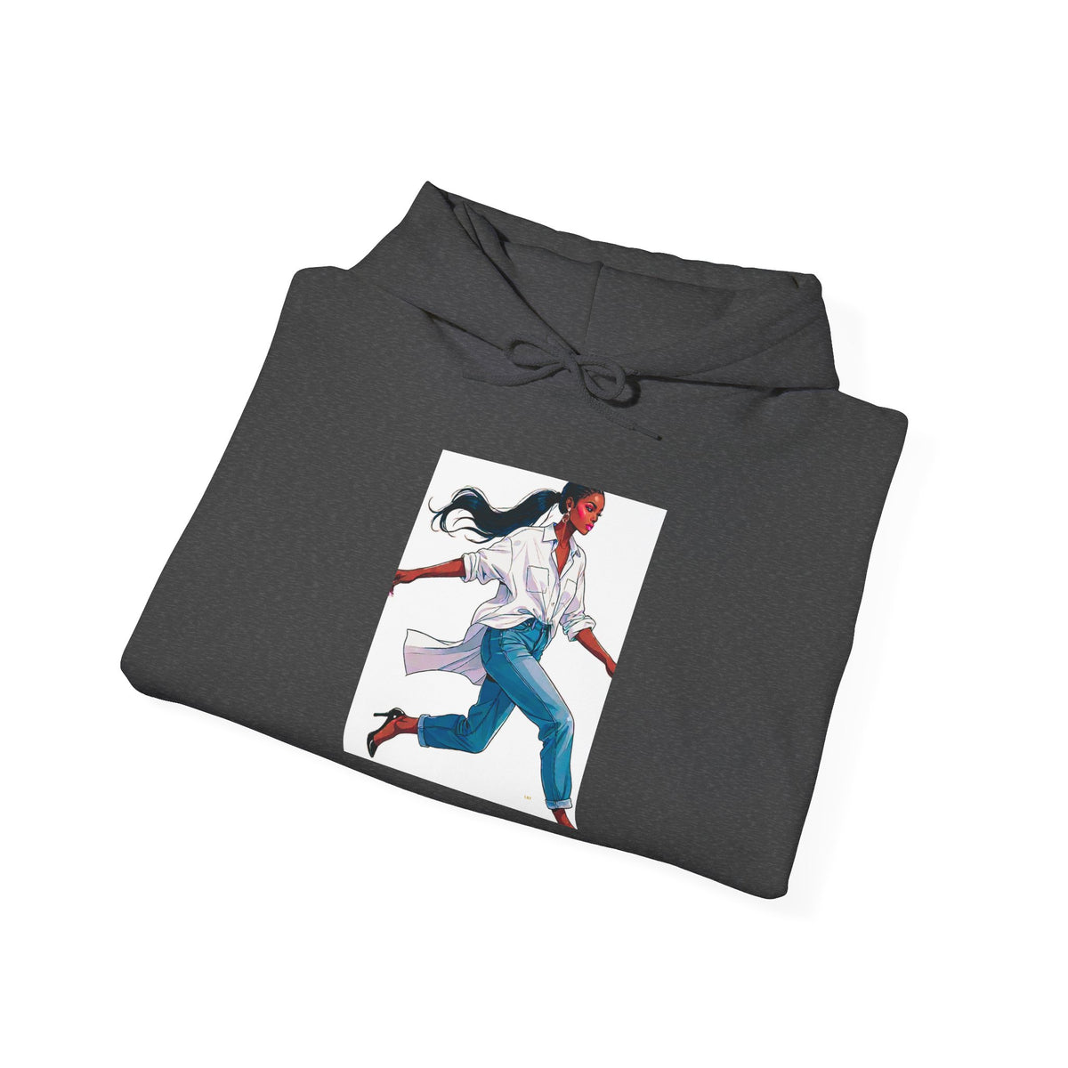 Running Woman Graphic Hoodie — Athletic Illustration Sweatshirt