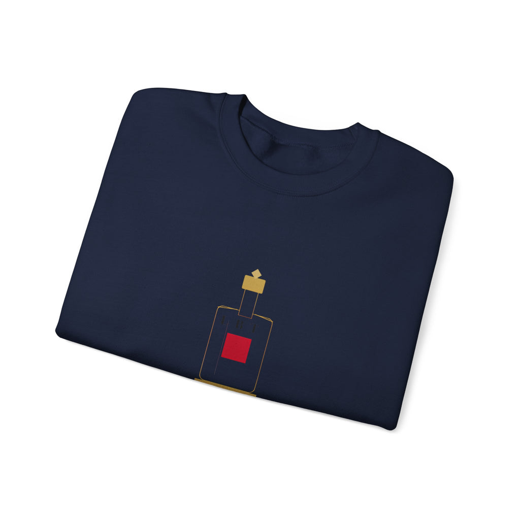 Crewneck Sweatshirt — Minimal Perfume Bottle Graphic with Subtle Script