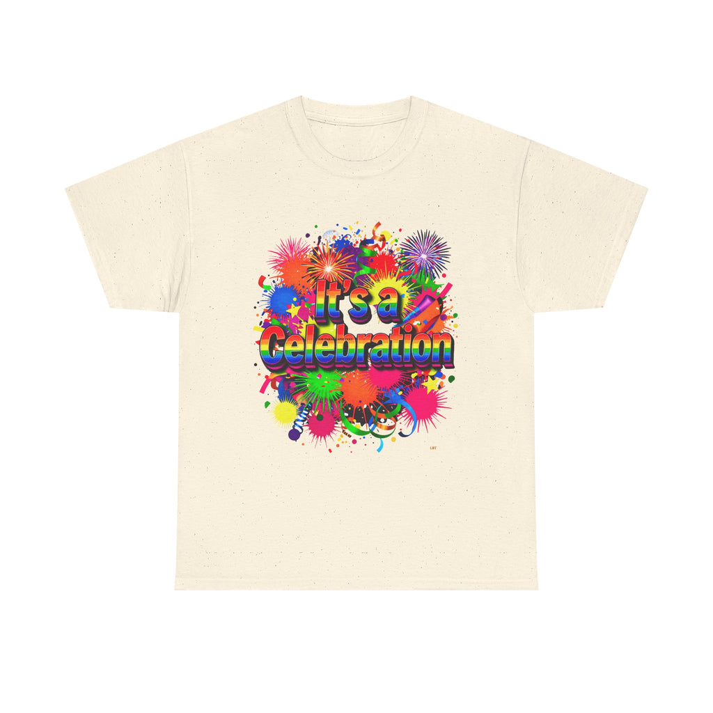 Celebration Paint Splash T-Shirt — "It's a Celebration" Colorful Party Tee