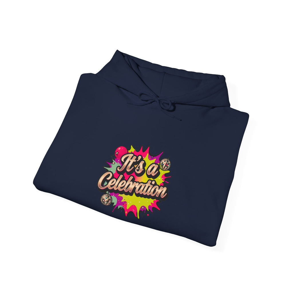 Celebration Graphic Hoodie — "It's a Celebration" Colorful Pop Art Pullover