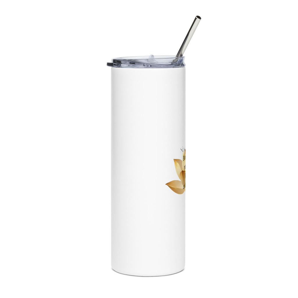 20oz Stainless Tumbler — Gold Lotus "Beauty is not perfection" Inspirational Travel Cup