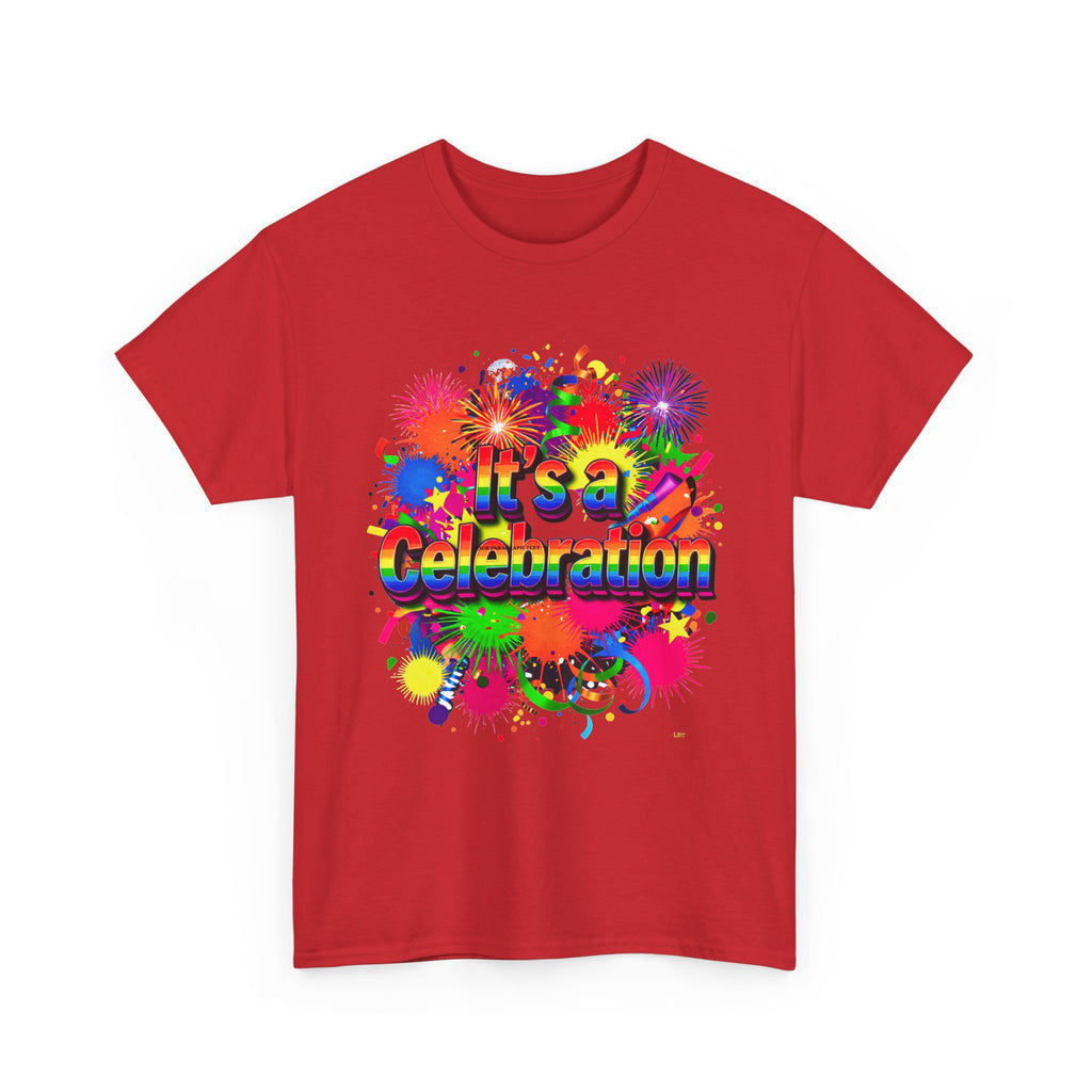 Celebration Paint Splash T-Shirt — "It's a Celebration" Colorful Party Tee