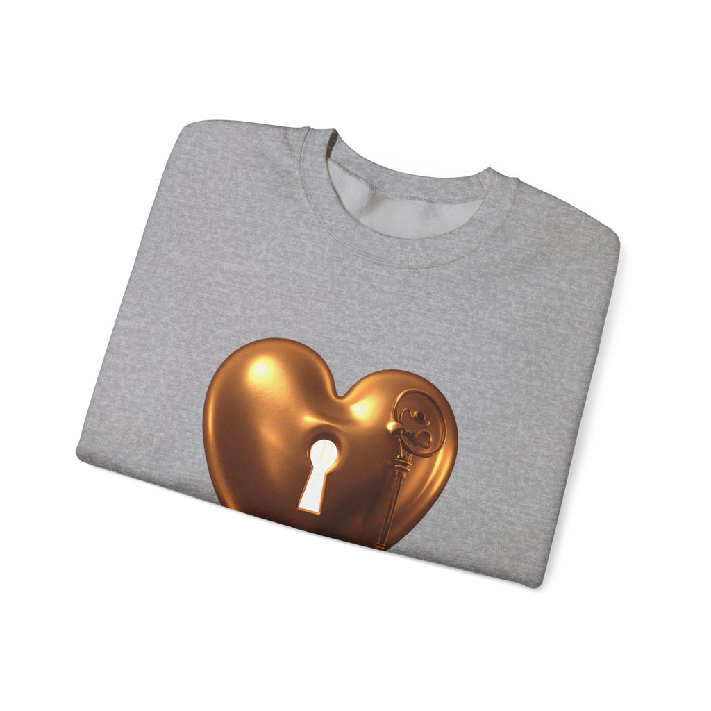 Heart Keyhole Sweatshirt — "Unlock What Matters" Cozy Crewneck