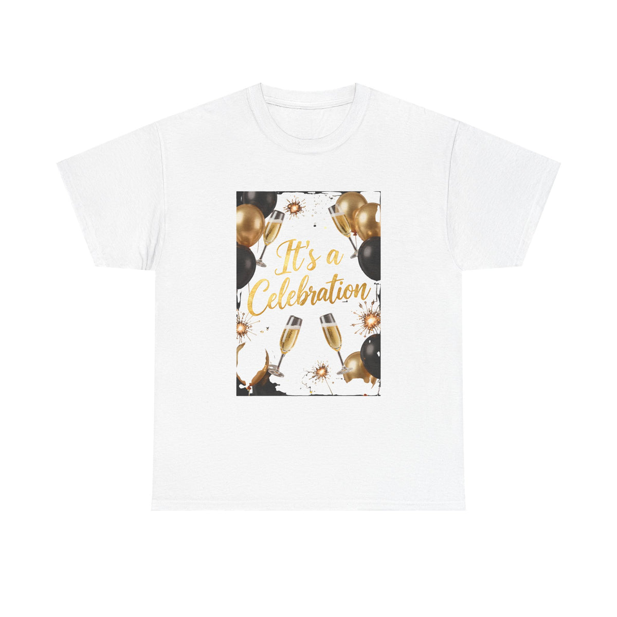 Celebration Party T-Shirt — "It's a Celebration" Gold & Black Balloons