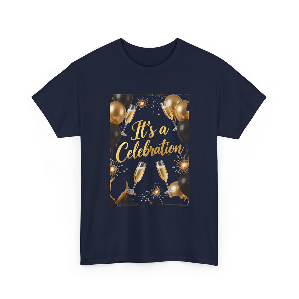 Celebration Party T-Shirt — "It's a Celebration" Gold & Black Balloons