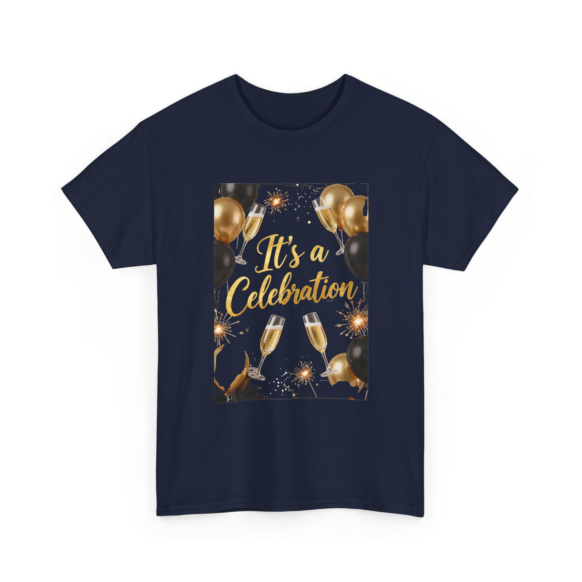 Celebration Party T-Shirt — "It's a Celebration" Gold & Black Balloons