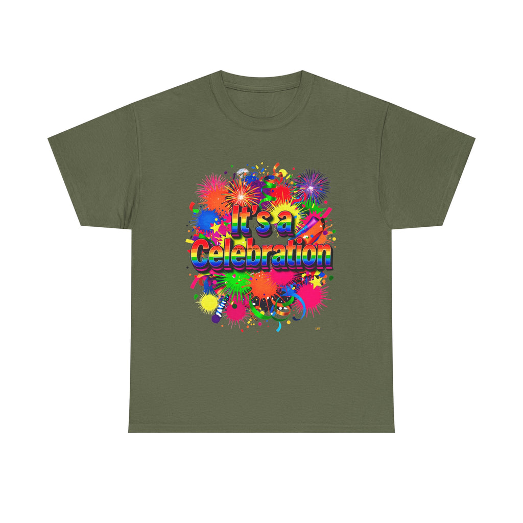 Celebration Paint Splash T-Shirt — "It's a Celebration" Colorful Party Tee